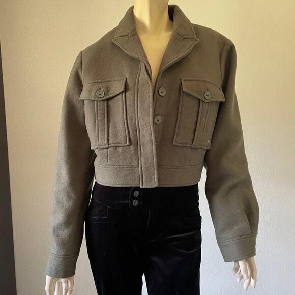 Anine Bing Military Green Cropped Wool Dallas Jacket military equestrian western - Picture 11 of 11